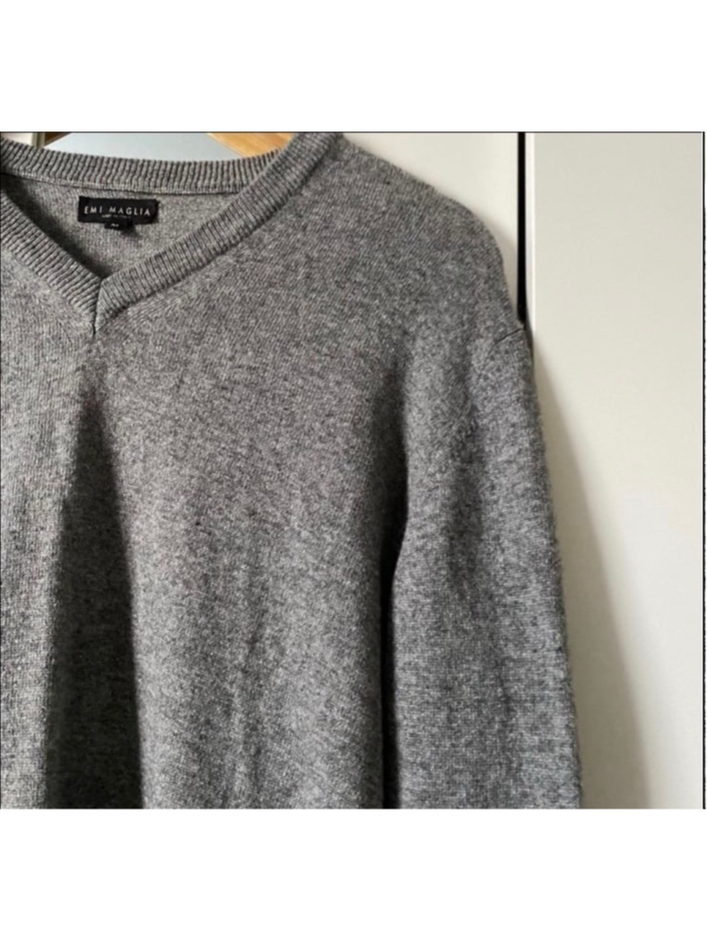 Emi Maglia V-Neck Sweater Men’s Grey Size M Made in Italy